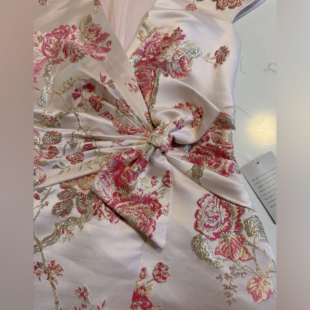 TADASHI SHOJI SHINOBU OBI-WRAP DRESS BLOSSOM BPM20544M Size 2 NWT - Picture 5 of 9